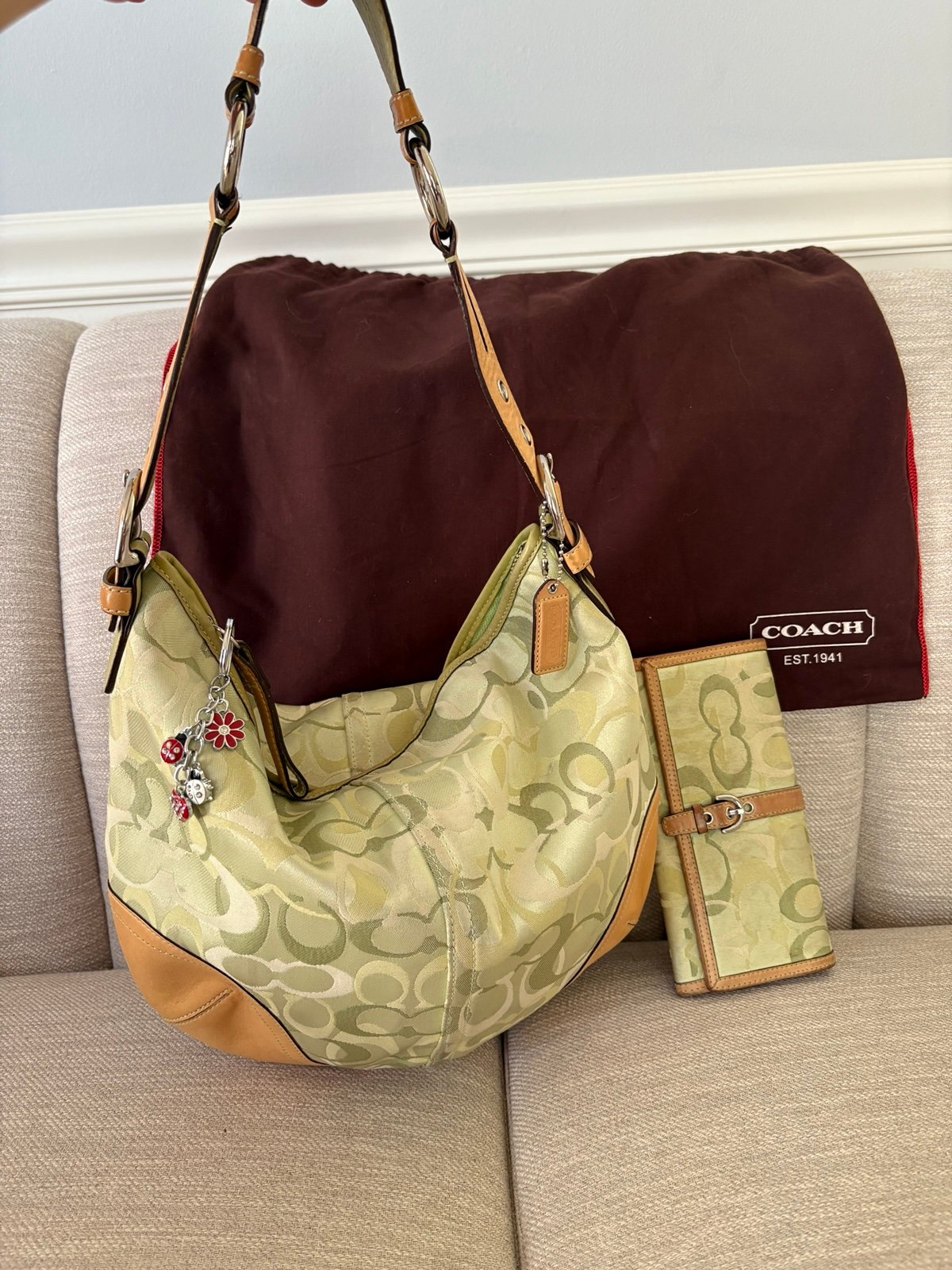 Coach Y2K Green Optic Hobo Shoulder Bag