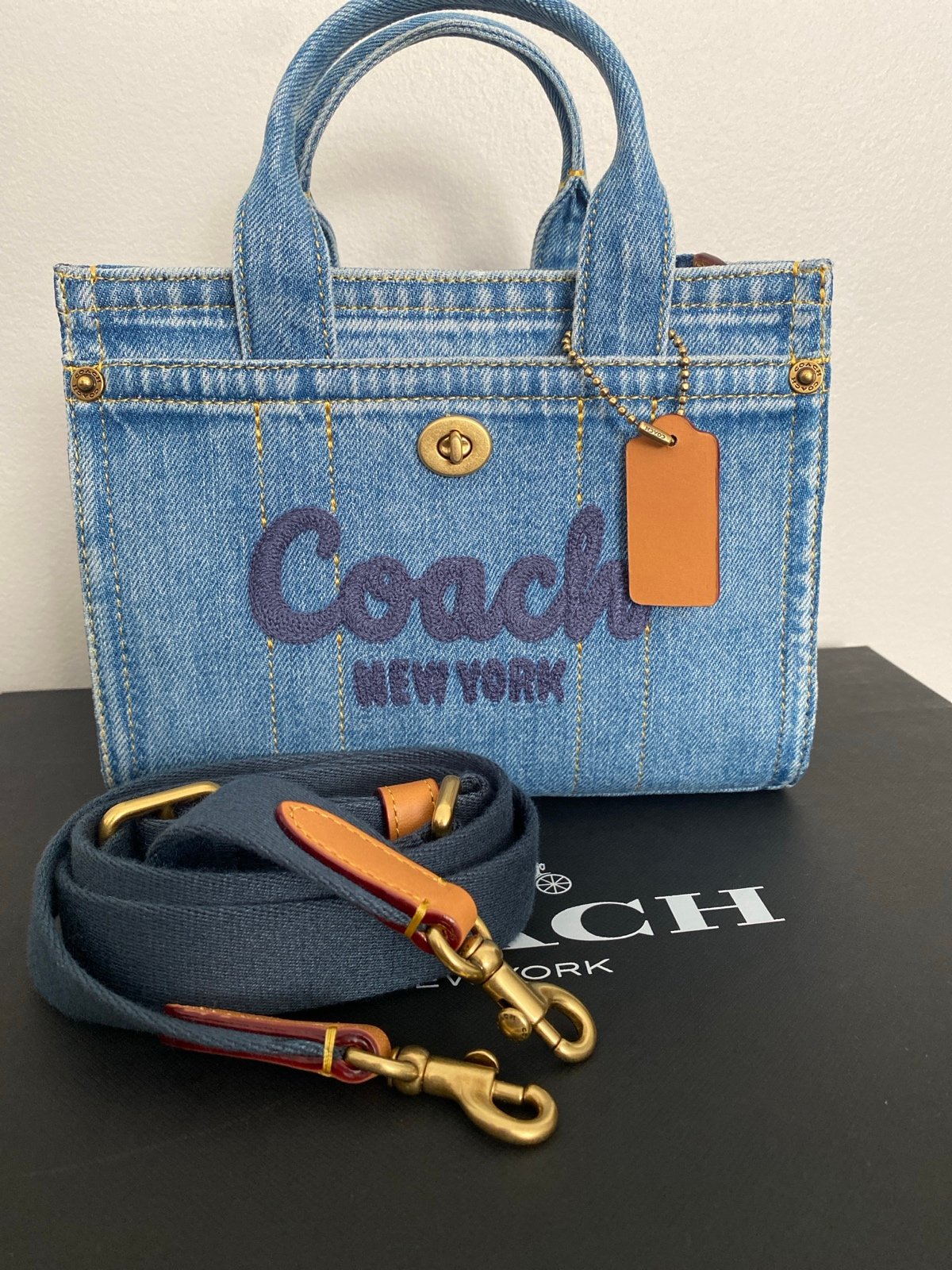 NWT Coach Denim cargo tote 20