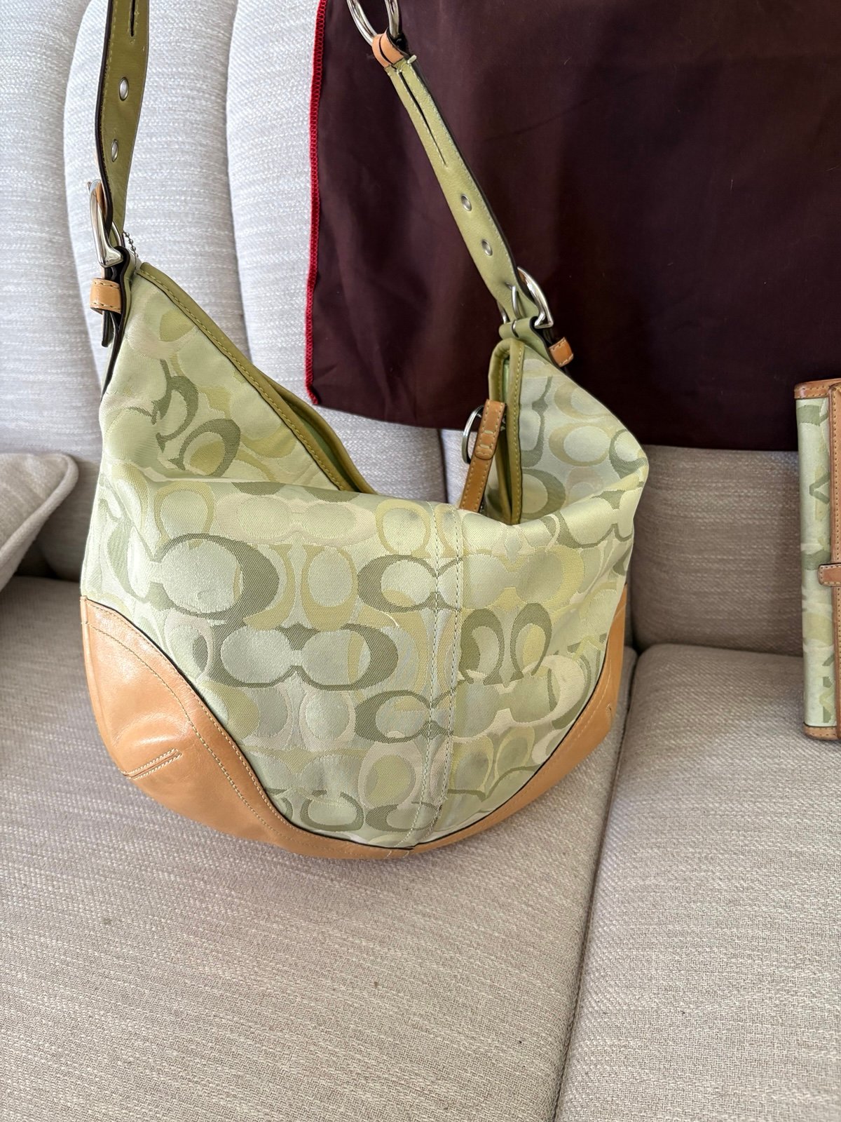 Coach Y2K Green Optic Hobo Shoulder Bag